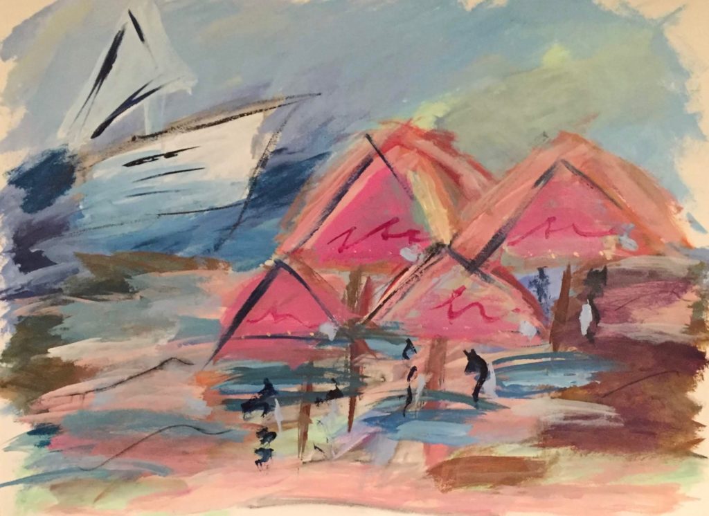 Pink Huts Bonnie's fine art